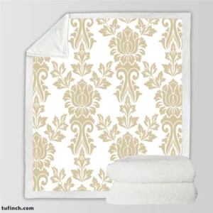 Vintage Rococo Damask Pattern Sherpa Fleece Blanket