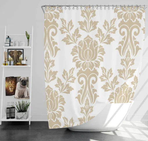 Vintage Rococo Damask Pattern Shower Curtain