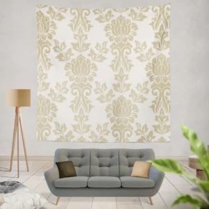 Vintage Rococo Damask Pattern Wall Tapestry