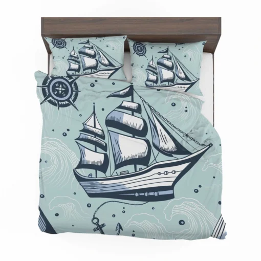 Vintage Ship Nautical Compass Bedding Set 2