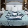 Vintage Ship Nautical Compass Duvet Cover