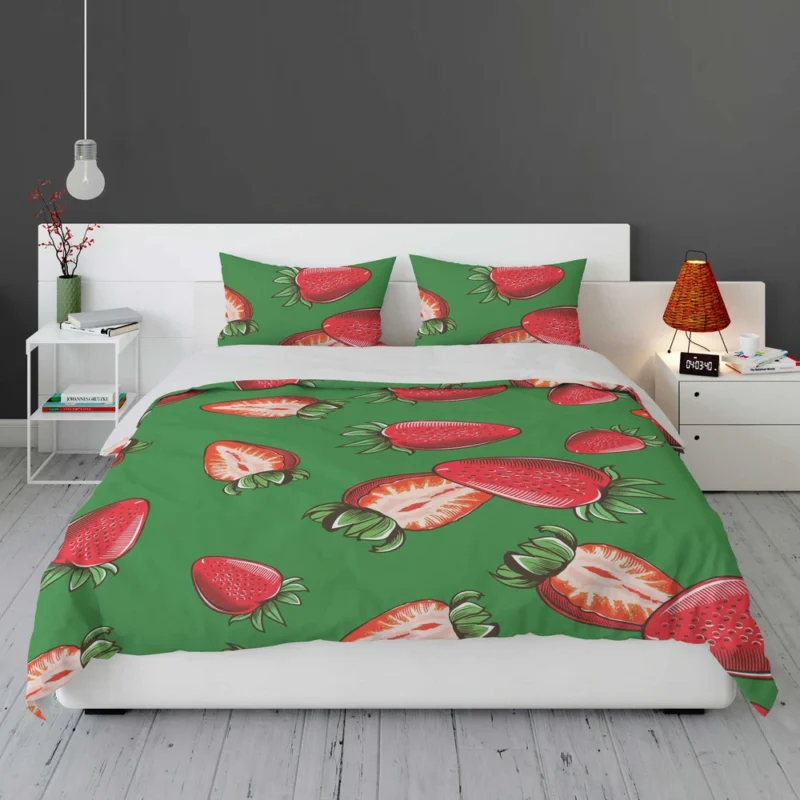 Vintage Strawberries In Slices Bedding Set 1