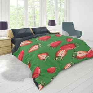 Vintage Strawberries In Slices Duvet Cover 1