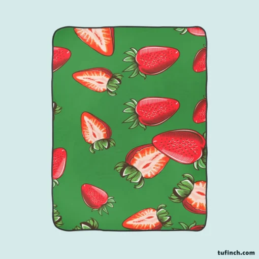 Vintage Strawberries In Slices Fleece Blanket 1