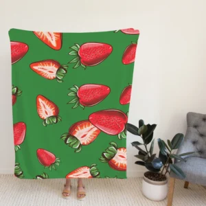 Vintage Strawberries In Slices Fleece Blanket