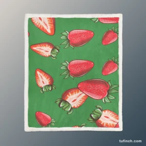 Vintage Strawberries In Slices Sherpa Fleece Blanket 1