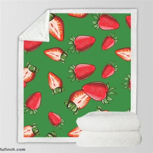 Vintage Strawberries In Slices Sherpa Fleece Blanket