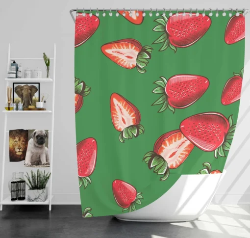 Vintage Strawberries In Slices Shower Curtain