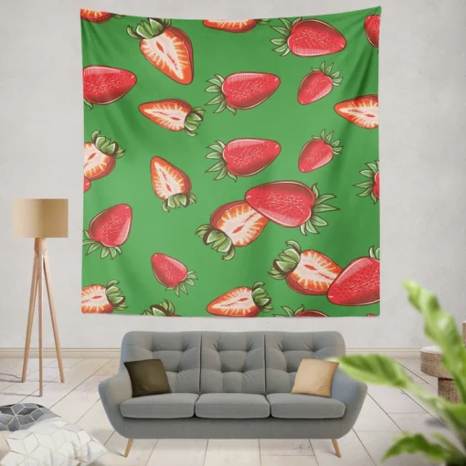 Vintage Strawberries In Slices Wall Tapestry