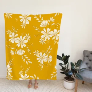 Vintage Style Chamomile Flowers Fleece Blanket