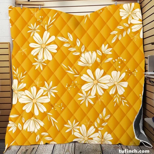 Vintage Style Chamomile Flowers Quilt Blanket