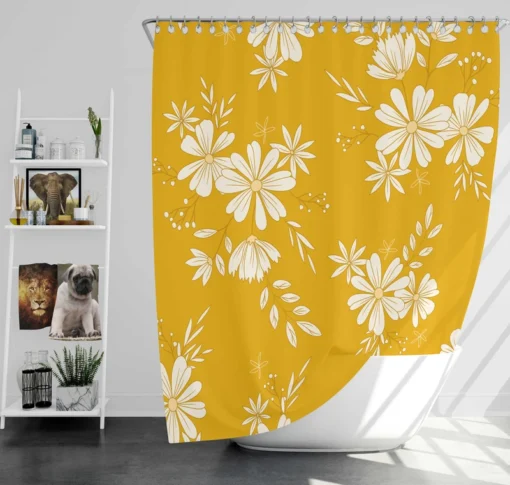 Vintage Style Chamomile Flowers Shower Curtain