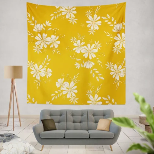 Vintage Style Chamomile Flowers Wall Tapestry