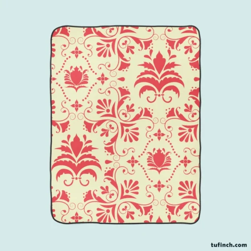 Vintage Style Damask Fleece Blanket 1