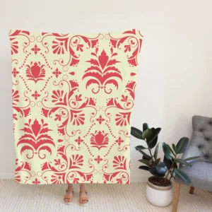 Vintage Style Damask Fleece Blanket