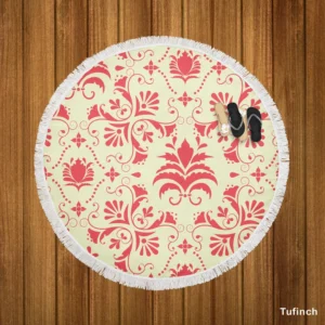 Vintage Style Damask Round Beach Towel