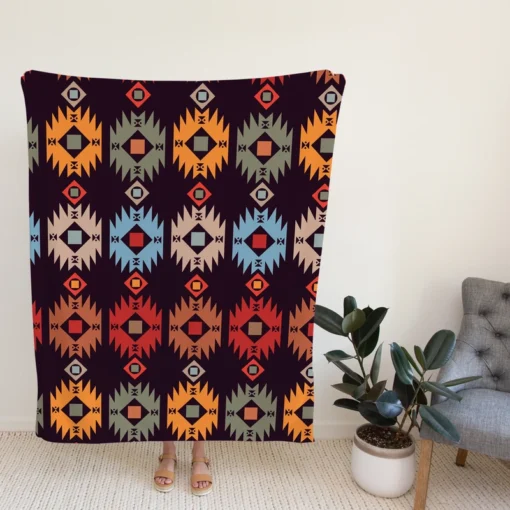 Vintage Tribal Design Fleece Blanket