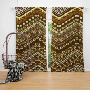 Vintage Tribal Zigzag Pattern Curtain