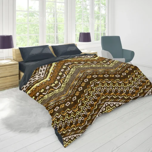 Vintage Tribal Zigzag Pattern Duvet Cover 1