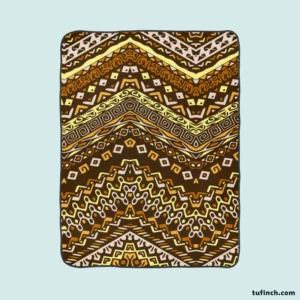 Vintage Tribal Zigzag Pattern Fleece Blanket 1