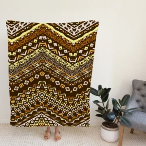 Vintage Tribal Zigzag Pattern Fleece Blanket