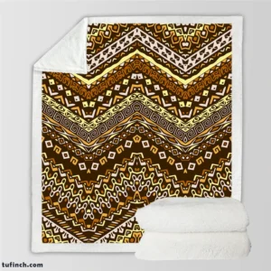 Vintage Tribal Zigzag Pattern Sherpa Fleece Blanket