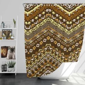 Vintage Tribal Zigzag Pattern Shower Curtain