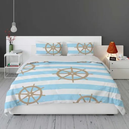 Vintage Wooden Ship Wheel Bedding Set 1