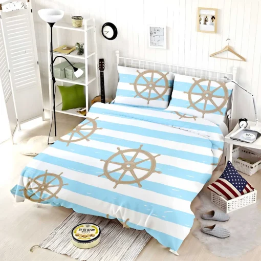 Vintage Wooden Ship Wheel Bedding Set