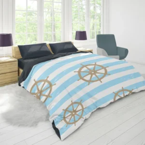 Vintage Wooden Ship Wheel Duvet Cover 1