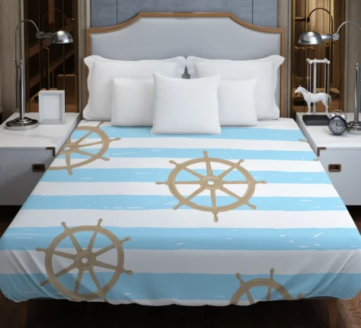 Vintage Wooden Ship Wheel Duvet Cover