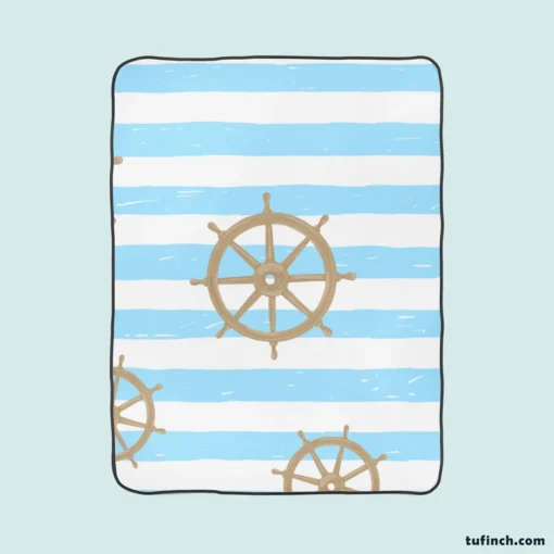 Vintage Wooden Ship Wheel Fleece Blanket 1