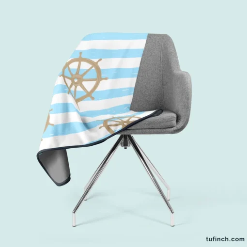 Vintage Wooden Ship Wheel Fleece Blanket 2