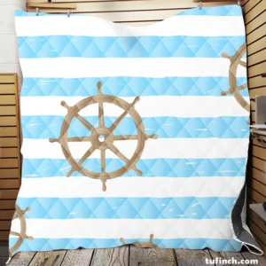 Vintage Wooden Ship Wheel Quilt Blanket