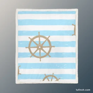 Vintage Wooden Ship Wheel Sherpa Fleece Blanket 1