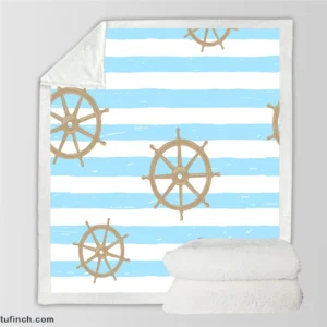 Vintage Wooden Ship Wheel Sherpa Fleece Blanket