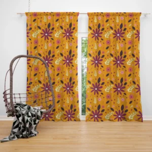 Vintage Yellow Mini Flowers Pattern Curtain