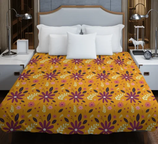 Vintage Yellow Mini Flowers Pattern Duvet Cover