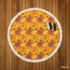 Vintage Yellow Mini Flowers Pattern Round Beach Towel