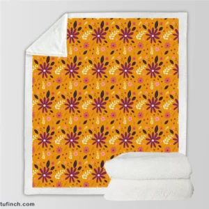 Vintage Yellow Mini Flowers Pattern Sherpa Fleece Blanket