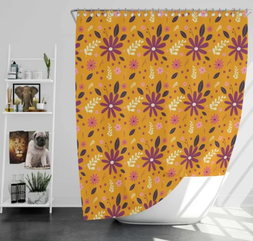 Vintage Yellow Mini Flowers Pattern Shower Curtain