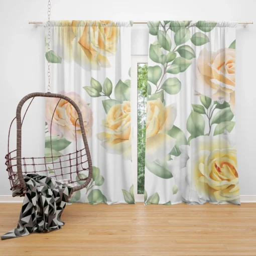 Vintage Yellow Rose Curtain