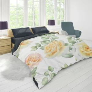 Vintage Yellow Rose Duvet Cover 1