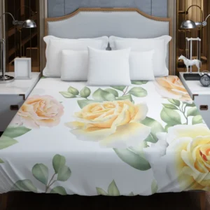 Vintage Yellow Rose Duvet Cover