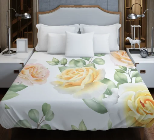 Vintage Yellow Rose Duvet Cover