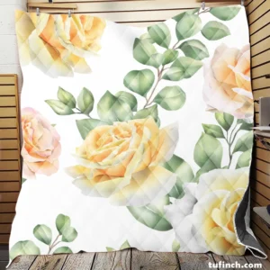 Vintage Yellow Rose Quilt Blanket