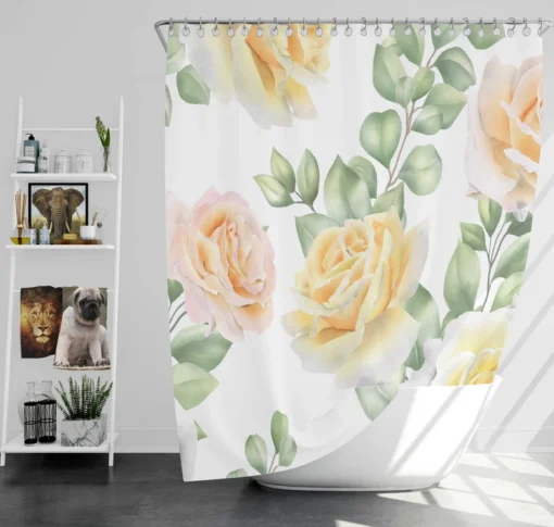 Vintage Yellow Rose Shower Curtain