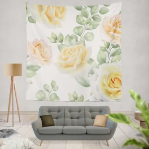 Vintage Yellow Rose Wall Tapestry