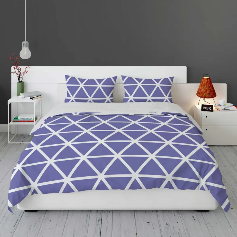 Violet Blue Triangle On White Bedding Set 1