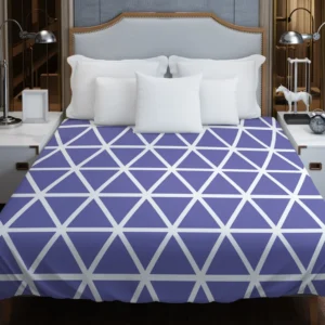 Violet Blue Triangle On White Duvet Cover